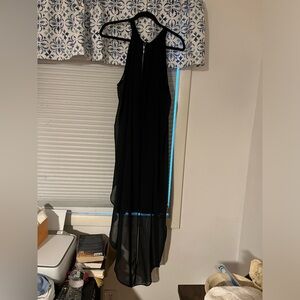 Black dress with long sheath